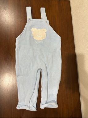 Guess Light Blue Overalls with Cream Bear Applique